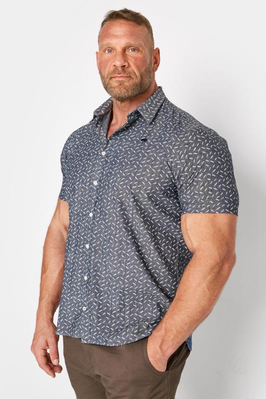 Grande Taille RAGING BULL Big & Tall Grey Feather Print Shirt