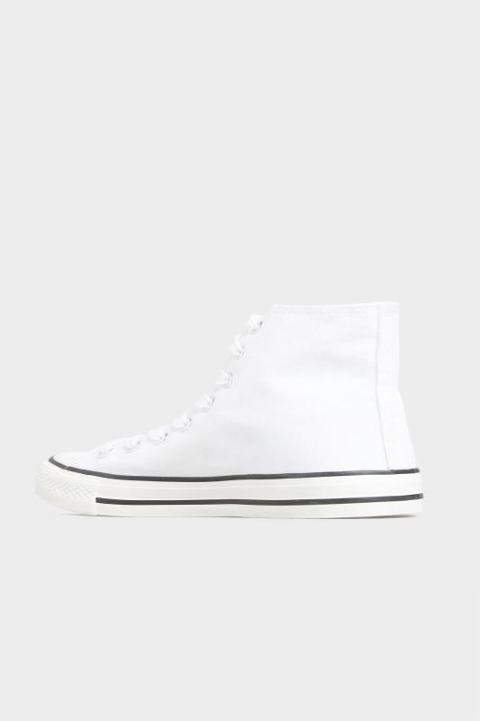 White Canvas High Top Trainers In Wide Fit | Yours Clothing Women 4