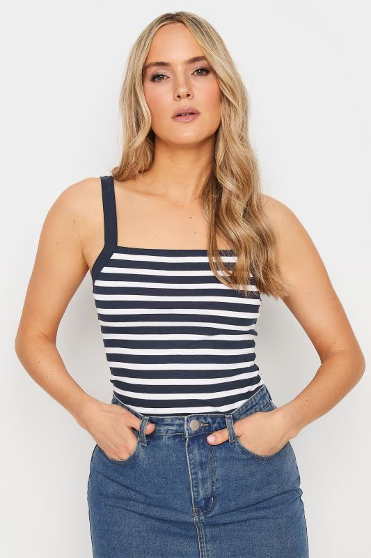 LTS Tall Women's 2 PACK White & Navy Blue Striped Cami Tops | Long Tall Sally 6