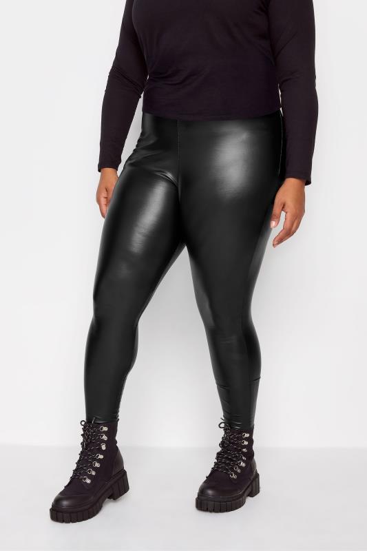 Fashion Leggings Grande Taille YOURS Curve Black Stretch  Coated Leggings