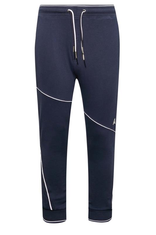 STUDIO A Big & Tall Navy Blue Contrast Piped Joggers | BadRhino 4