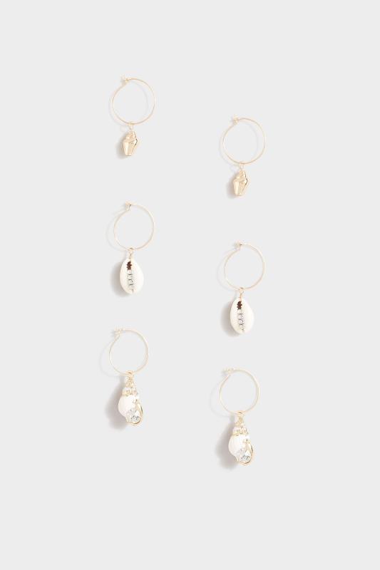 Plus Size  3 Pack Gold Shell Earrings