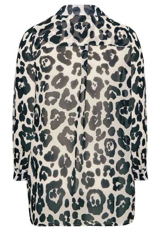YOURS LONDON Plus Size Curve White & Black Leopard Print Longline Shirt | Yours Clothing  7