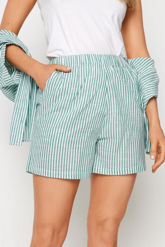 LTS Tall Women's Green Stripe Elasticated Waist Shorts | Long Tall Sally 5