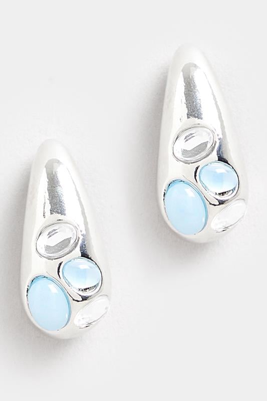 Silver Tone Diamante Tear Drop Earrings | Yours Clothing  2