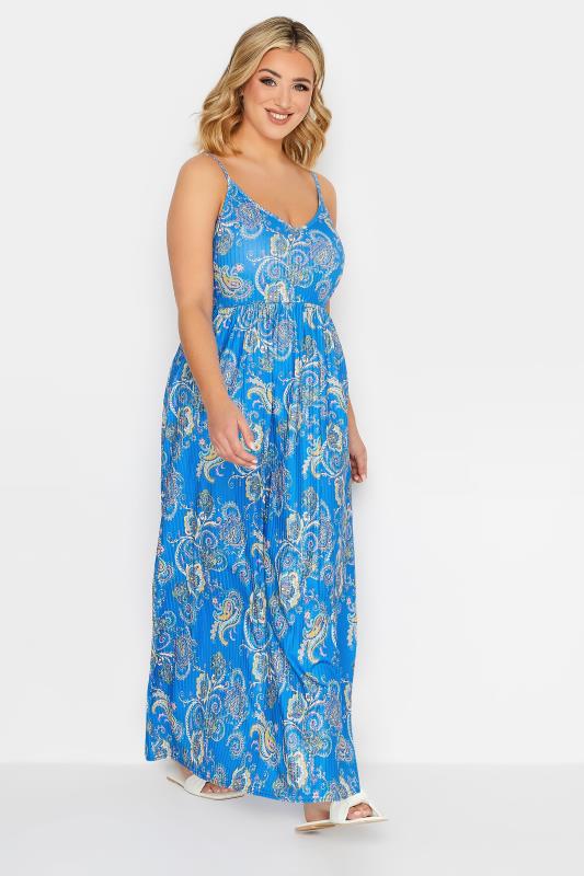 YOURS PETITE Plus Size Curve Blue Paisley Maxi Dress | Yours Clothing  1