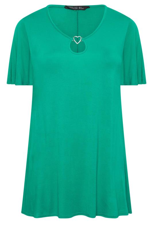 LIMITED COLLECTION Plus Size Green Heart Trim Angel Sleeve Top | Yours Clothing 6