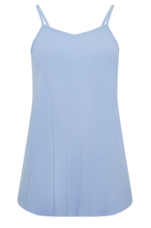 YOURS Curve Plus Size Baby Blue Ribbed Swing Cami Vest Top | Yours Clothing  6