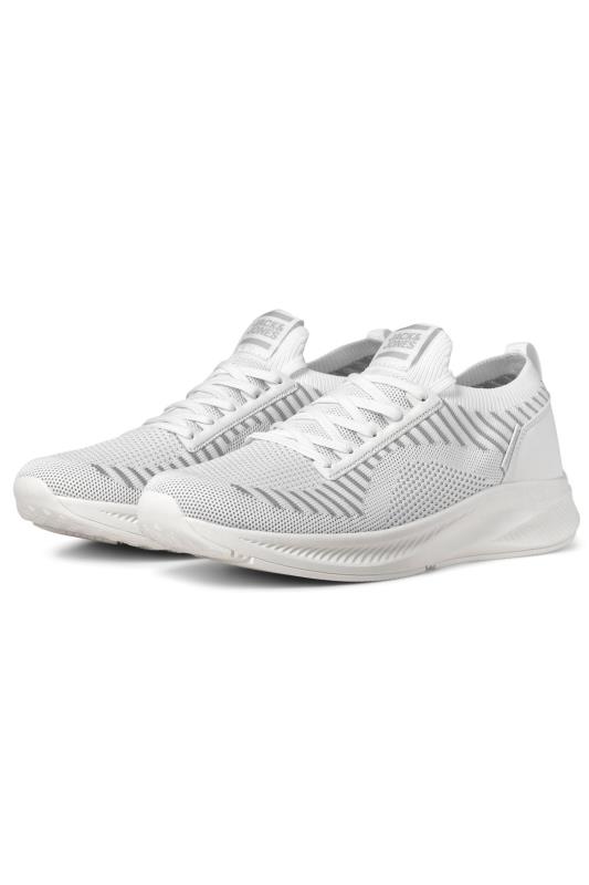 Plus Size  JACK & JONES White Knitted Lace Up Trainers