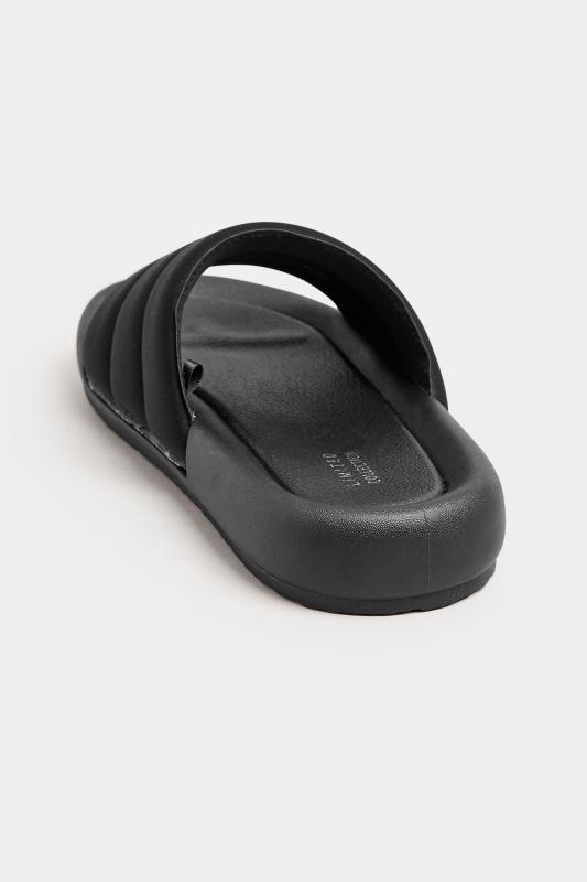 LIMITED COLLECTION Black Padded Sliders In Wide E Fit | Yours Clothing 4