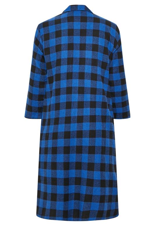 LIMITED COLLECTION Plus Size Curve Dark Blue & Black Check Long Duster Coat | Yours Clothing 7