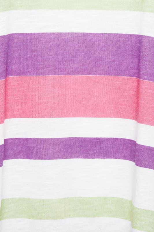 YOURS Plus Size White & Pink Stripe T-Shirt | Yours Clothing 4