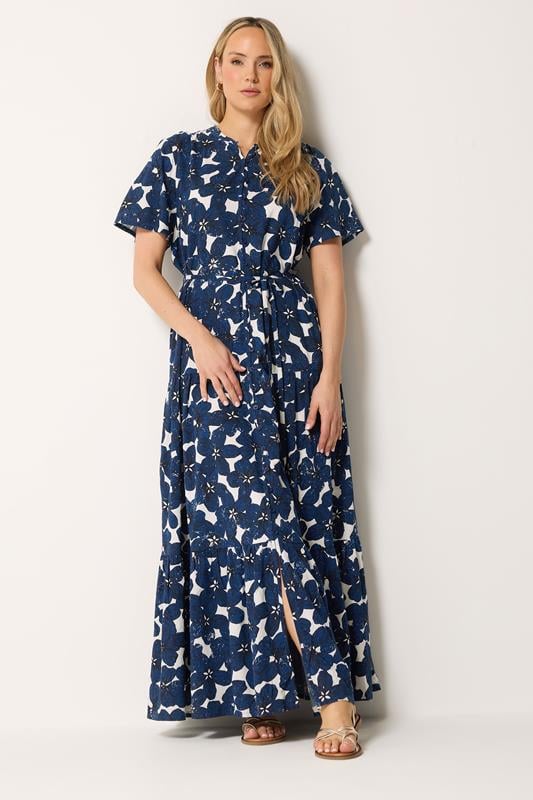 LTS Tall Women's Indigo Blue Floral Tie Waist Maxi Dress | Long Tall Sally 2