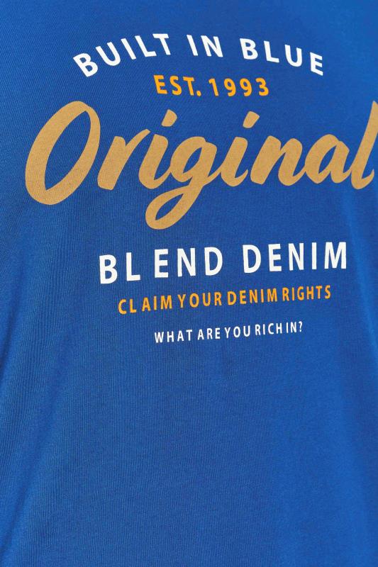 BLEND Big & Tall Blue Long Sleeve Printed Logo T-Shirt 2