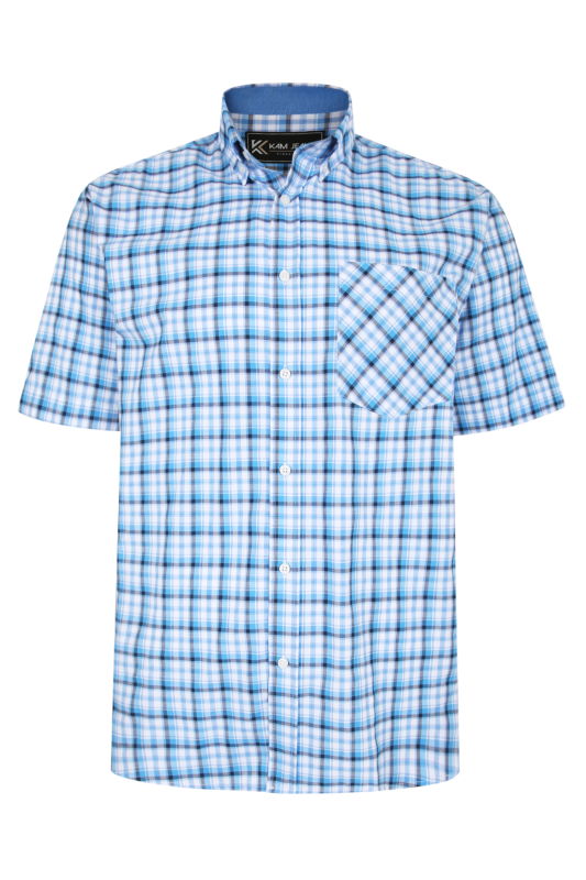  KAM Big & Tall Blue Check Print Shirt