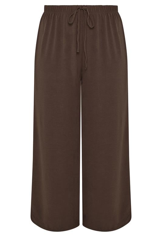  YOURS Curve Chocolate Brown Twill Wide Leg Trousers