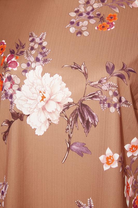 Beige Floral Print Frill Sleeve Top_S.jpg
