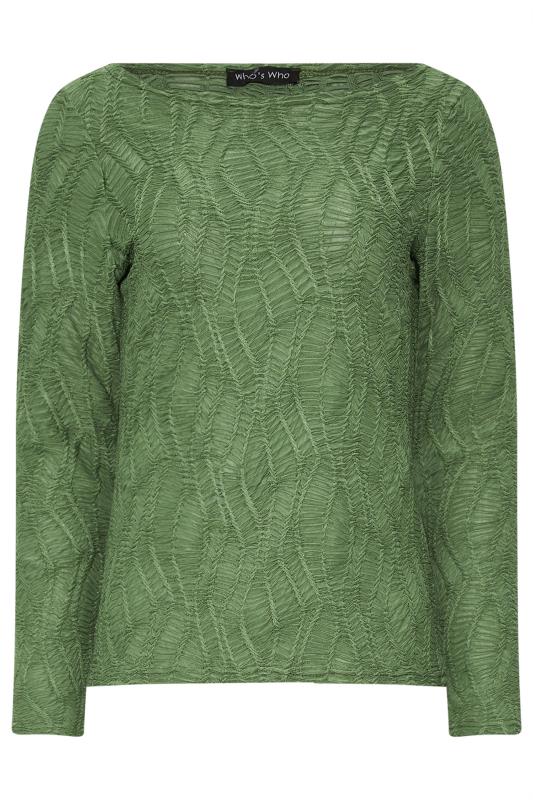 LTS Tall Green Textured Slash Neck Top | Long Tall Sally 6