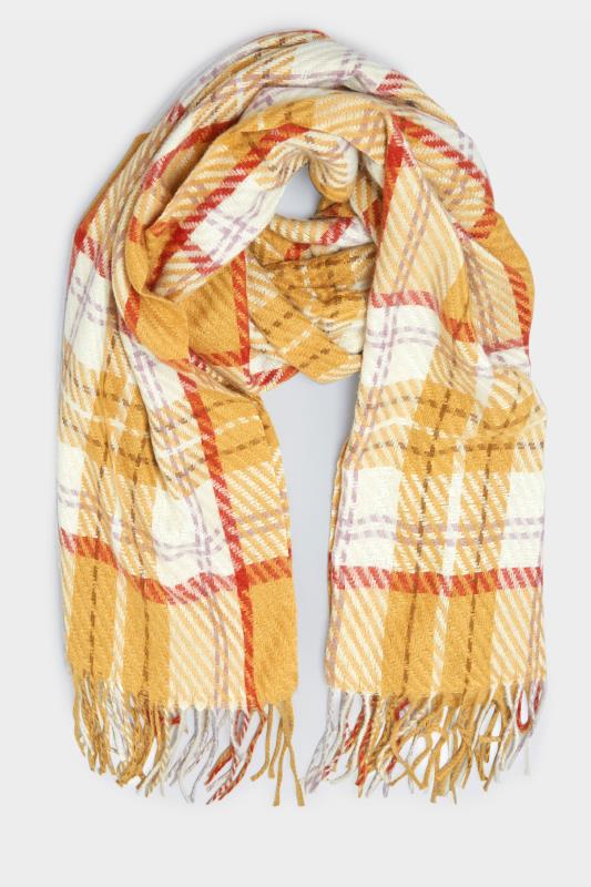 Yellow Check Tassel Scarf | Yours Clothing 3