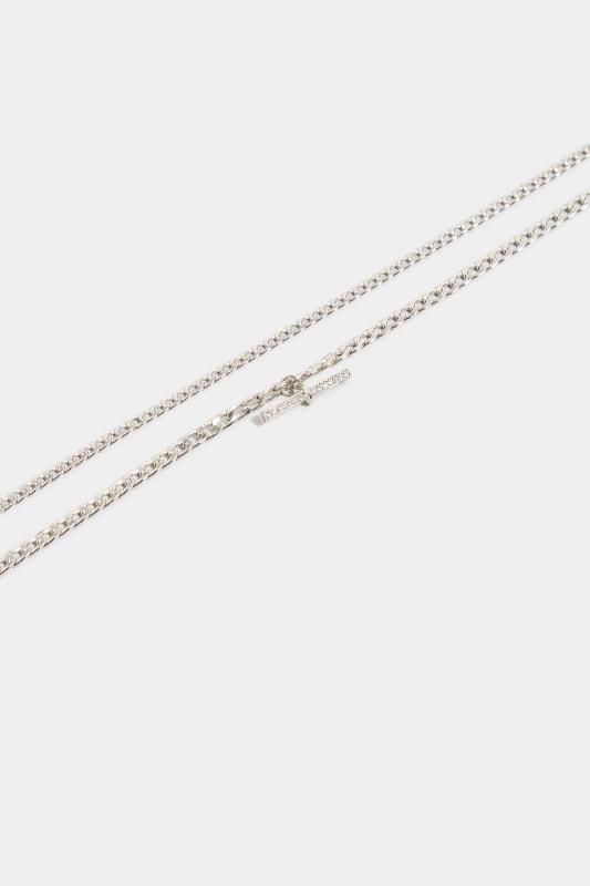 Silver Layered Diamante Bar Necklace 3
