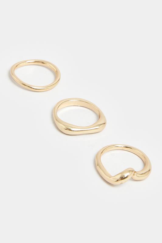 Gold 3 PACK Stack Ring Set | Yours Clothing  2