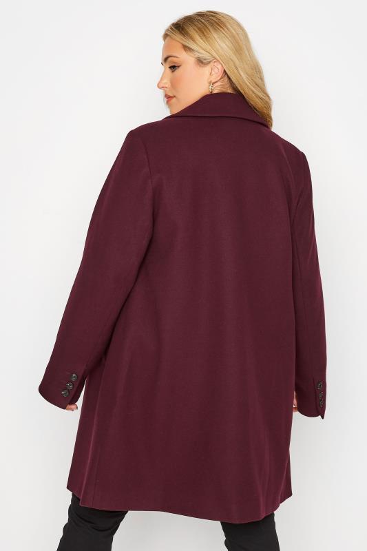 Plus Size Burgundy Red City Midi Coat | Yours Clothing 3
