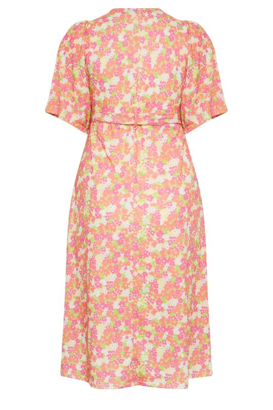 LIMITED COLLECTION Plus Size Orange Floral Print Wrap Midi Dress | Yours Clothing 7