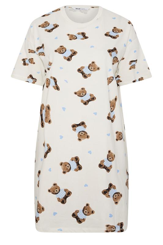 YOURS Plus Size Ivory White Teddy Print Sleep Tee Nightdress | Yours Clothing 6