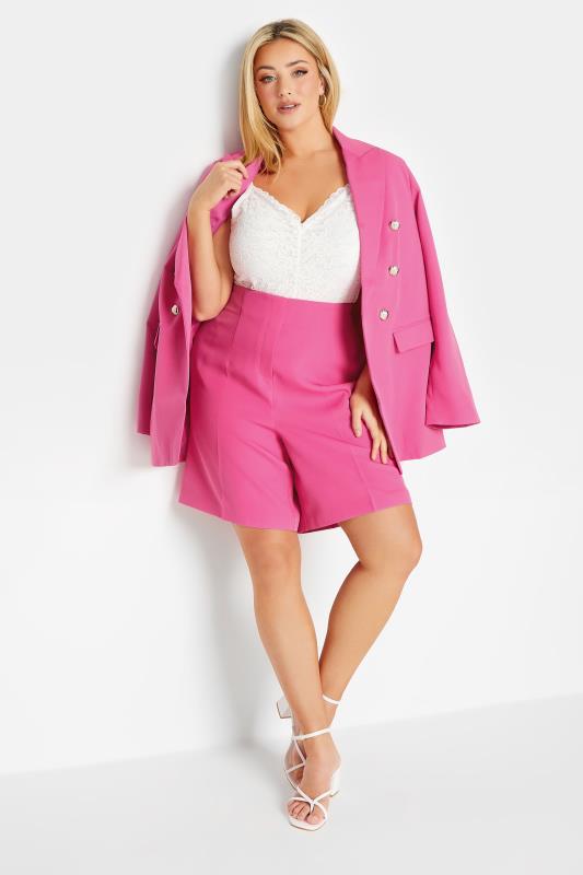YOURS Plus Size Curve Pink Tailored Shorts | Yours Clothing  3