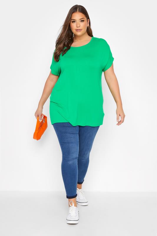 Plus Size Bright Green Grown On Sleeve T-Shirt | Yours Clothing  2