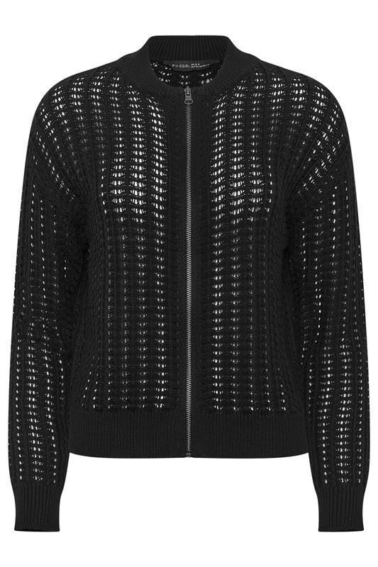 PixieGirl Petite Women's Black Crochet Bomber Cardigan | PixieGirl 5