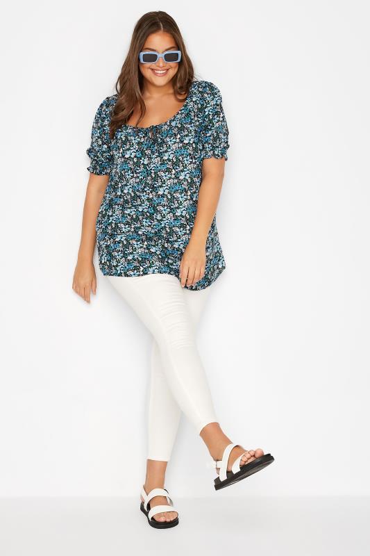 Plus Size Black Floral Gypsy Top | Yours Clothing 2