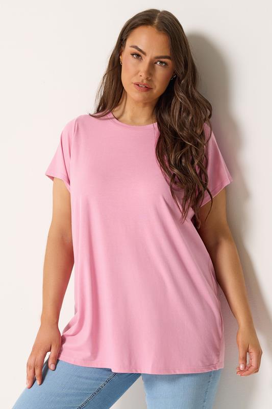  YOURS Camiseta lisa rosa de manga corta