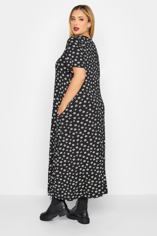 LIMITED COLLECTION Plus Size Black Daisy Pleat Front Maxi Dress | Yours Clothing  3