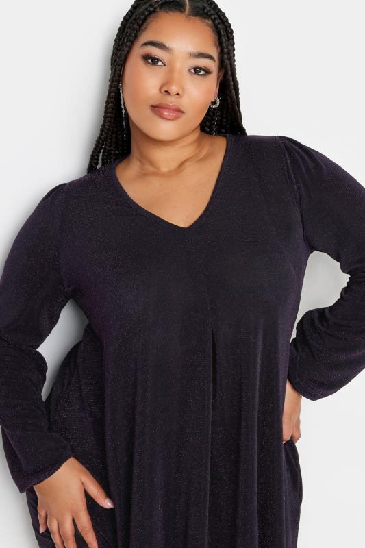 YOURS Curve Purple Balloon Sleeve Top | Yours Clothing  4