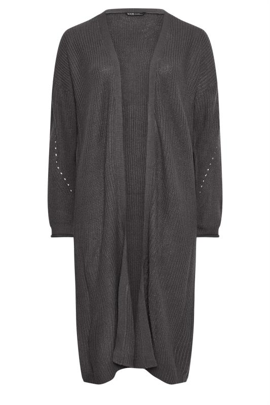 YOURS Plus Size Charcoal Grey Knitted Maxi Cardigan | Yours Clothing 6