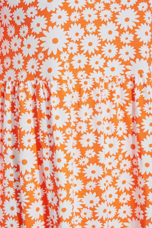 Curve Orange Floral Print Smock Tunic Dress 5