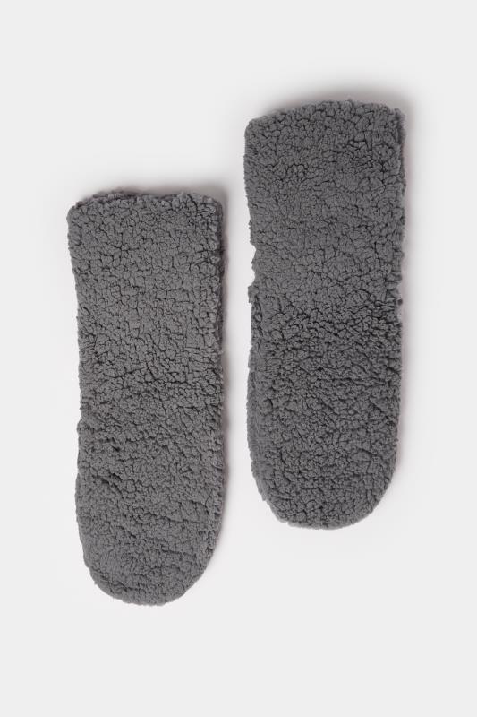 Charcoal Grey Fluffy Slipper Socks | Yours Clothing  4