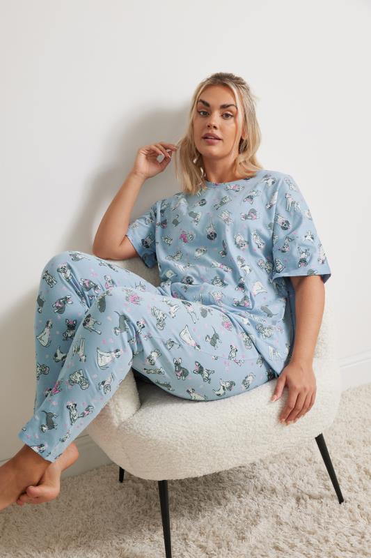 YOURS Plus Size Blue Dog Print Pyjama Set | Yours Clothing 1