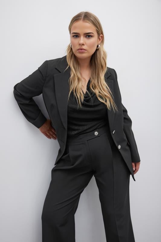 YOURS LONDON Plus Size Black Tailored Blazer | Yours Clothing 1