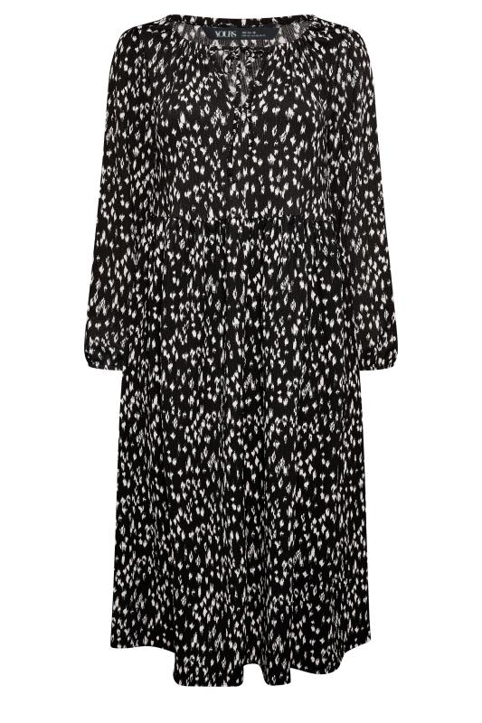 YOURS Plus Size Black Textured Leopard Print Midaxi Dress | Yours Clothing 5