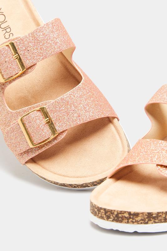 Pink Glitter Buckle Strap Footbed Sandals In Extra Wide EEE Fit_E.jpg