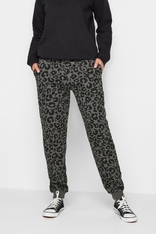 LTS Tall Charcoal Grey Leopard Print Joggers | Long Tall Sally  1