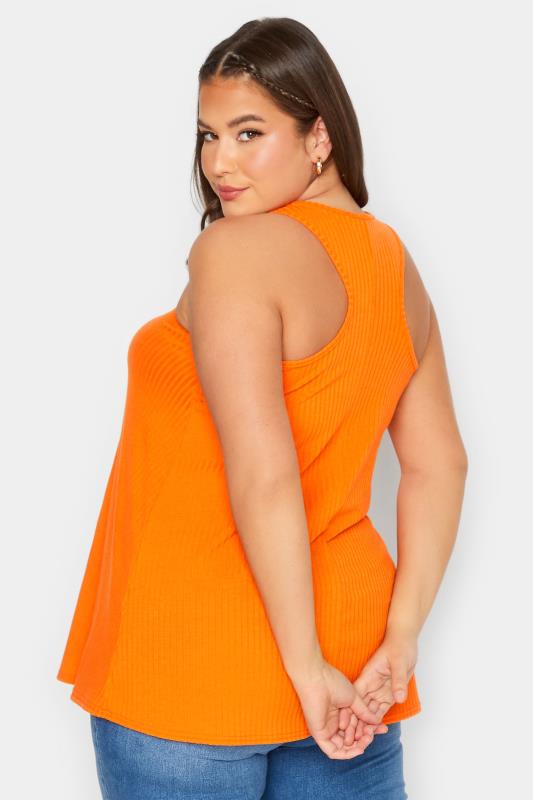 LIMITED COLLECTION Plus Size Orange Ribbed Racer Cami Vest Top | Yours Clothing  4