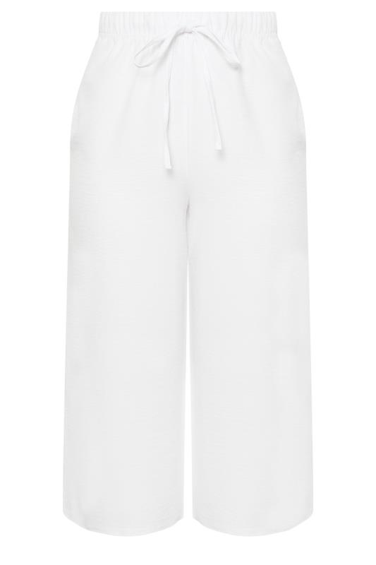 YOURS Plus Size White Linen Look Cropped Trousers | Yours Clothing 5