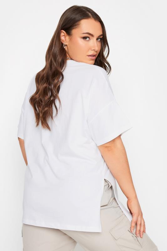 LIMITED COLLECTION Curve White Oversized Side Split T-shirt | Yours Clothing 4