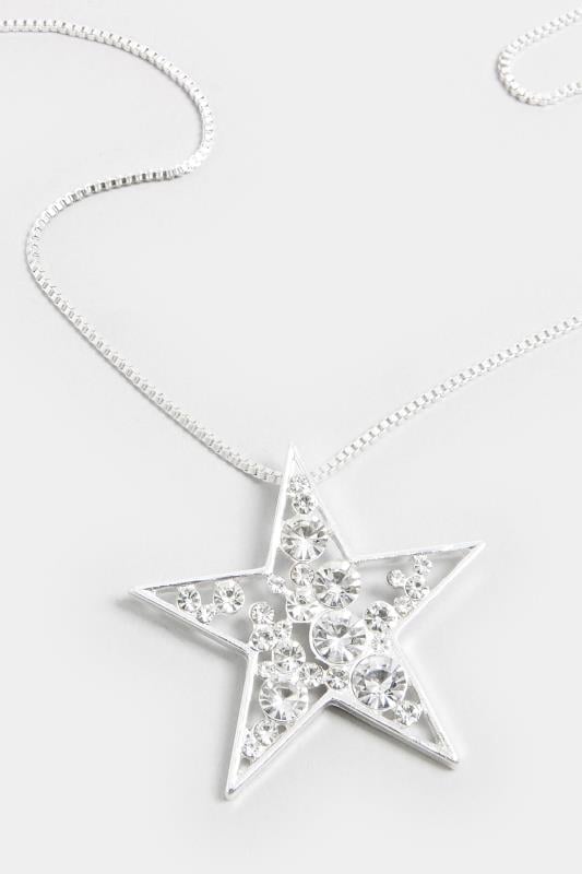 Silver Tone Long Chain Star Pendent Necklace | Yours Clothing 3