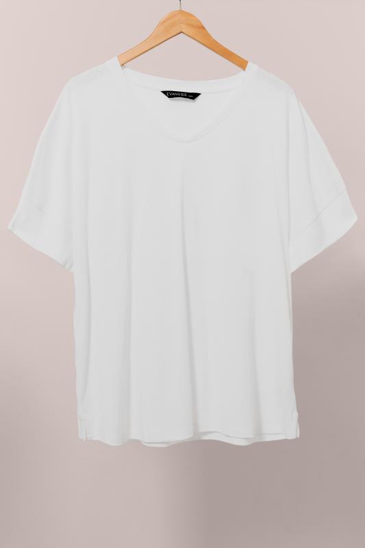 EVANS Plus Size White V-Neck Modal Rich T-Shirt | Evans 5