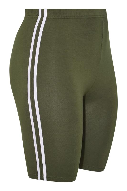 Curve Khaki Green Double Side Stripe Cycling Shorts_X.jpg