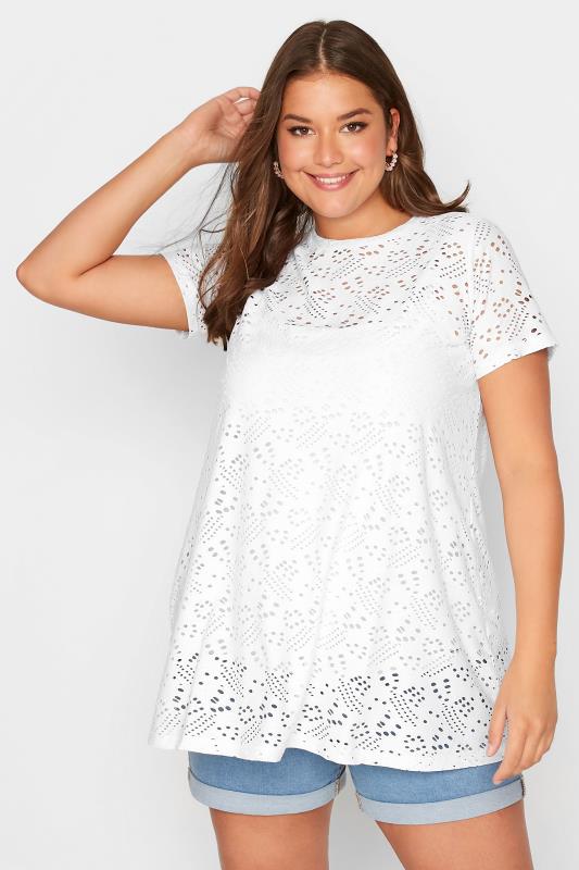 Curve White Broderie Anglaise Swing Top 1